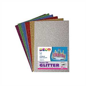 GOMMA CREPP GLITTER - BUSTA 10 FOGLI CM.20X30 - COL. ASS.