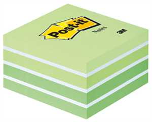 POST-IT CUBO 76X76 VERDE PASTELLO ASS.450FF 3M