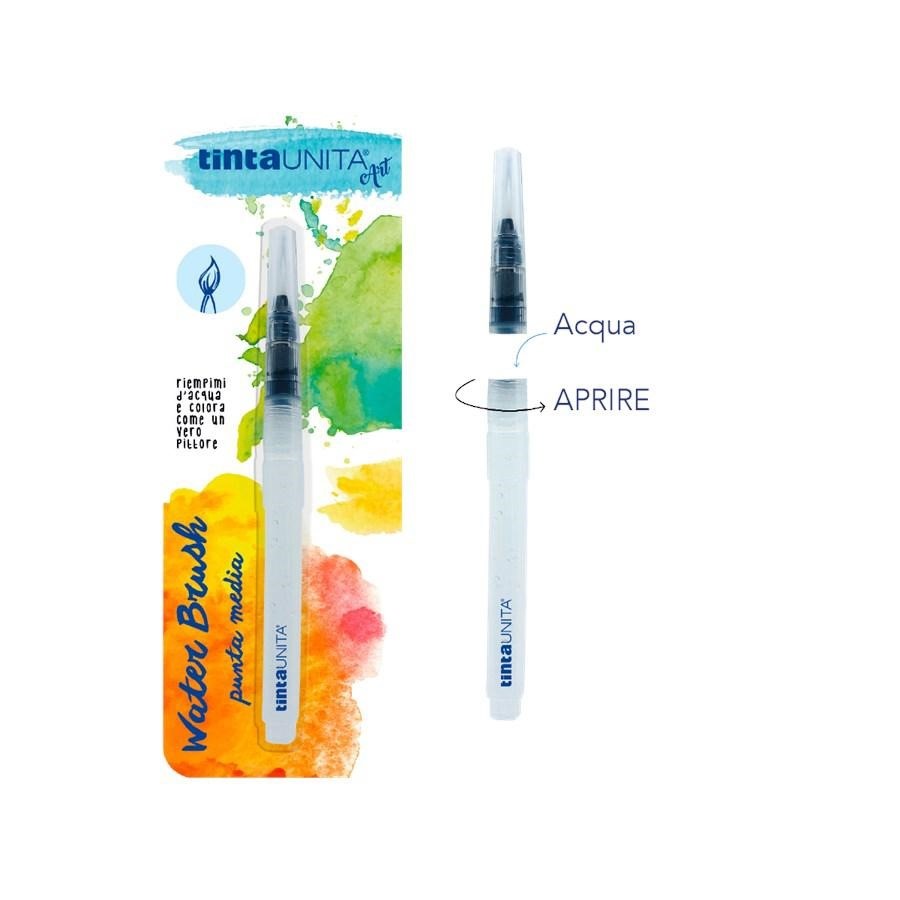 PENNELLO WATER BRUSH PUNTA MEDIA IN BLISTER SINGOLO TINTAUNITA