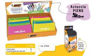 ASTUCCIO PIENO NEON PZ.10 + BIC CRISTAL NERE PZ.100