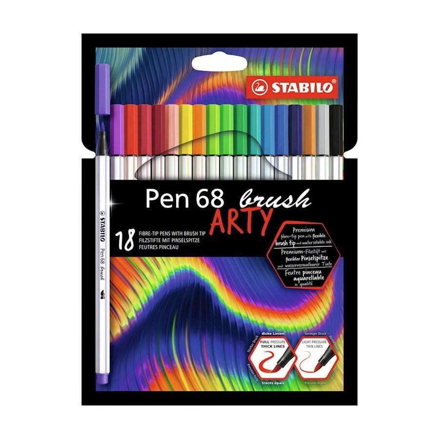 STABILO PEN 68 BRUSH pz18 ast.cartone ARTY