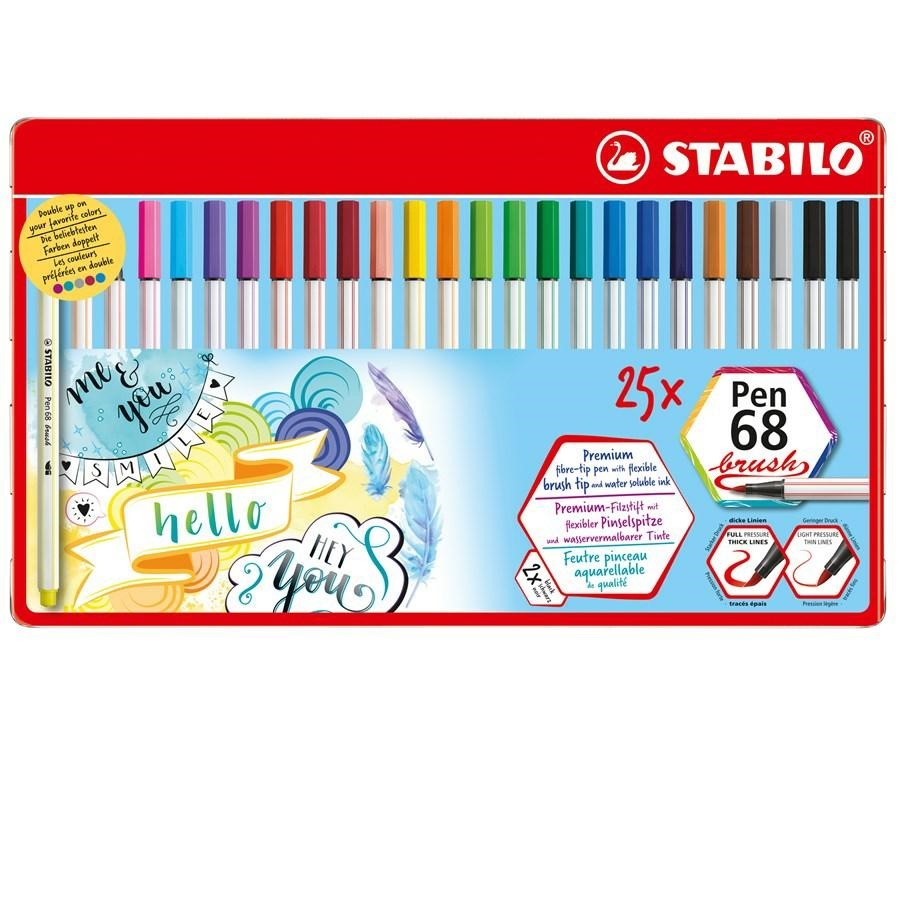 STABILO PEN 68 BRUSH PZ.25 SCATOLA METALLO