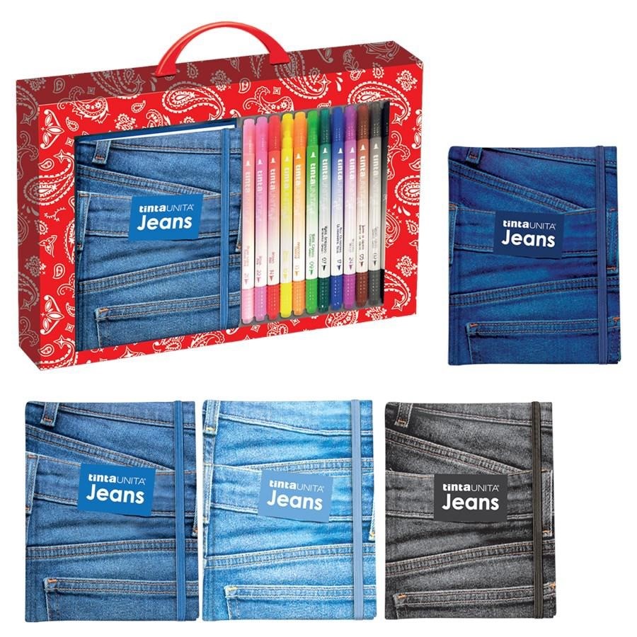 SET REGALO CON NOTEBOOK 12X17CM C/ELASTICO+12 BRUSH TU JEANS 2023