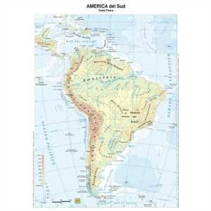 CARTINA GEOGRAFICA PLASTIFICATA AMERICA DEL SUD