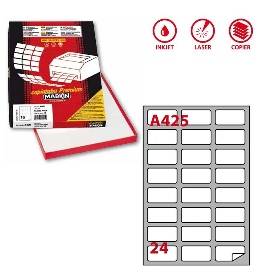 Etichette Copy Laser A4 mm64x34(A425 - AA0425) f100 24et